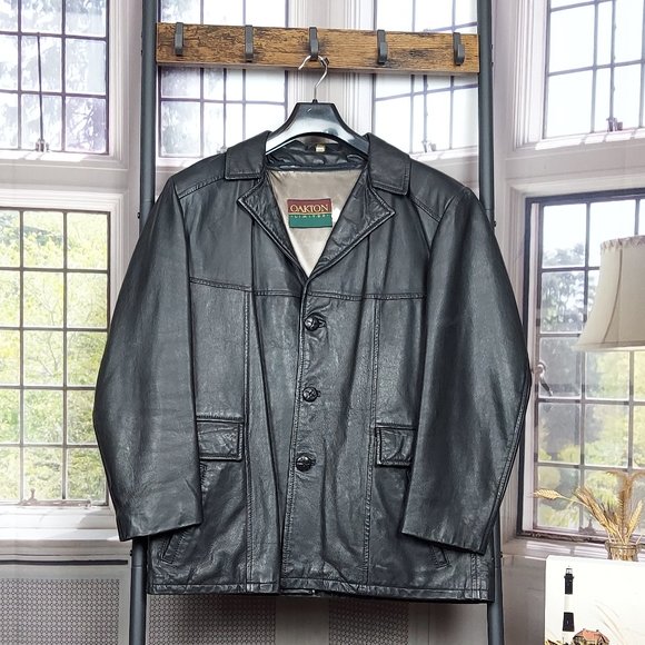 Oakton Other - MEN'S GENUINE LEATHER BUTTON FRONT COAT BY OAKTON (M)